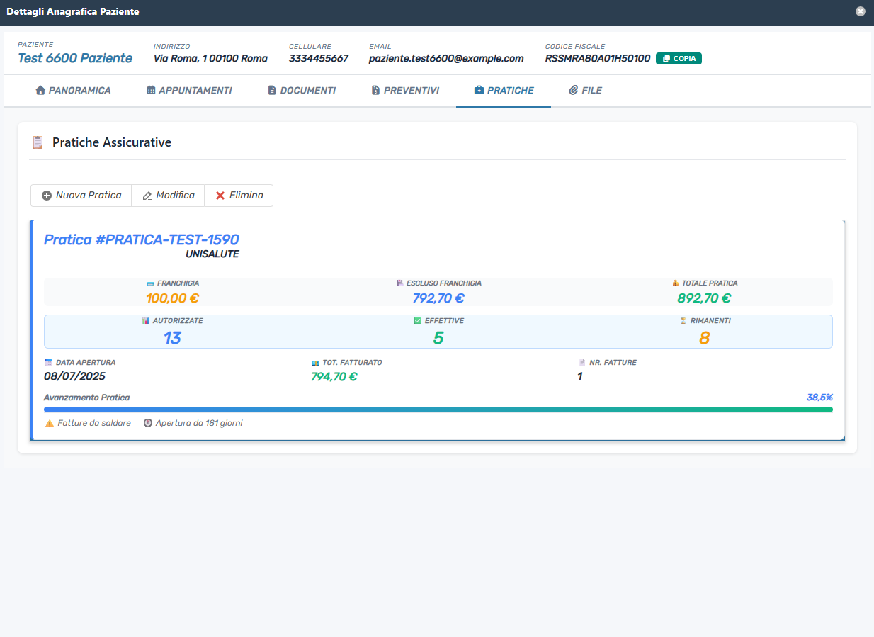 Gestione pratiche assicurative con avanzamento