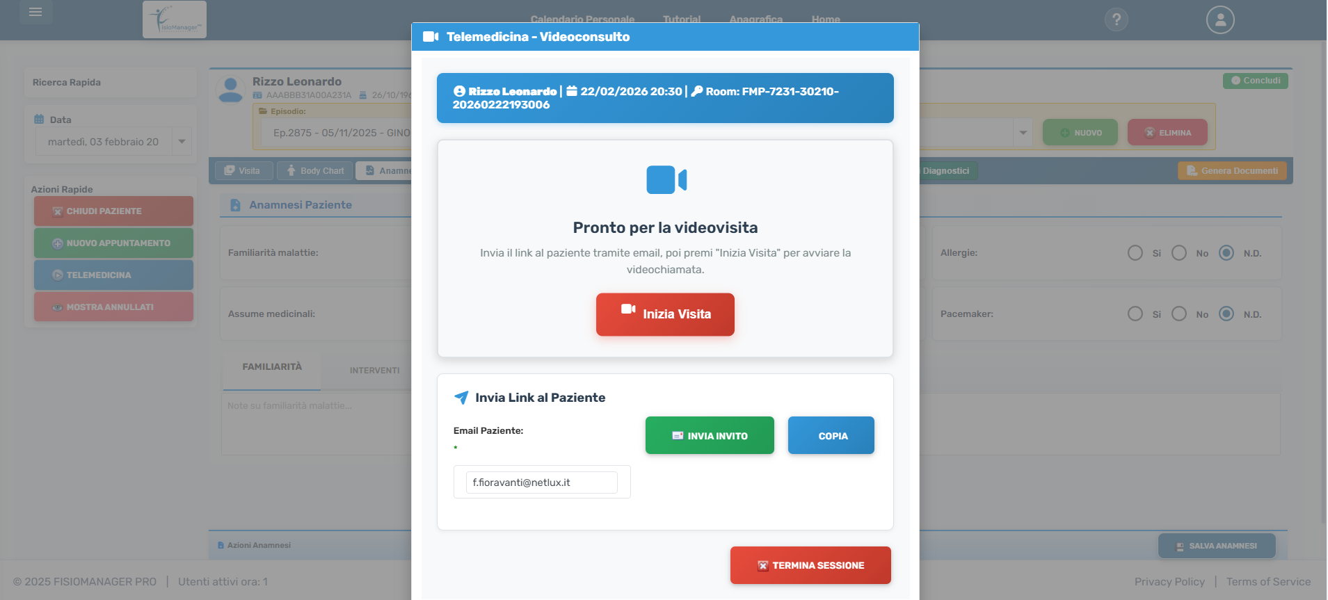 Telemedicina con videoconsulto Jitsi integrato